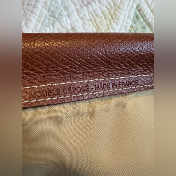 Longchamp Le Pliage Classic Medium Tote • Tan Nylon & Brown Leather • France - Picture 8 of 16